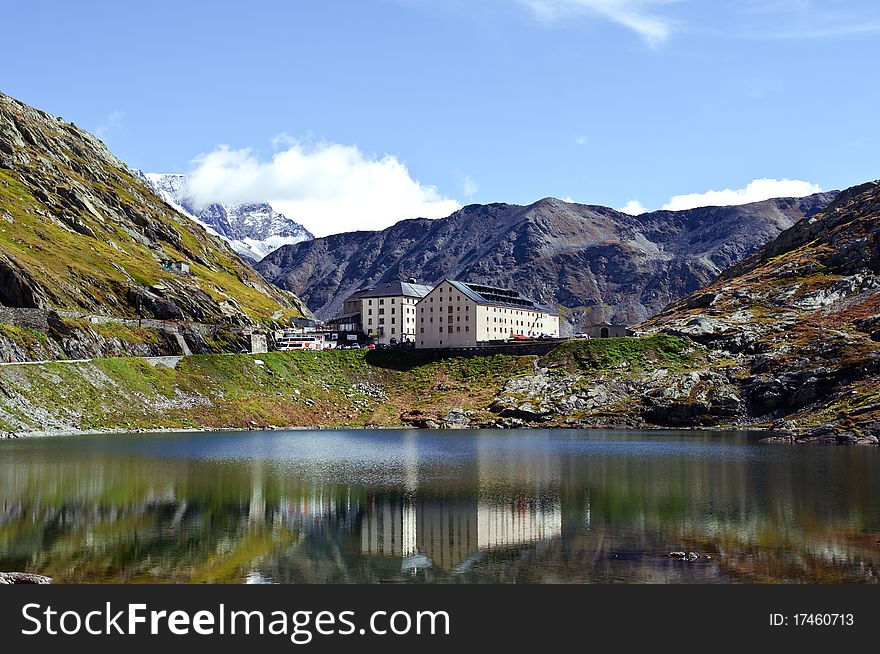 Grand St Bernard Pass between Switzerland and Italy, taken from the Italian side.