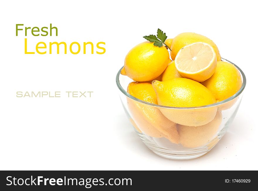 fresh lemons  on white background