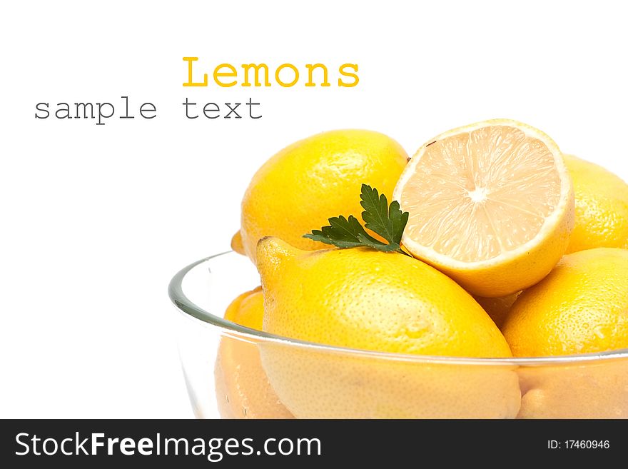 Fresh lemons  on white background