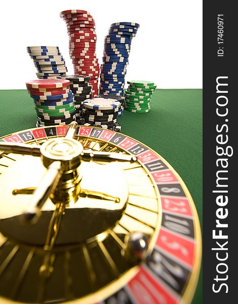 Close-up of Roulette on green background