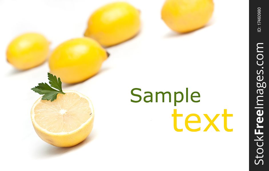 Fresh lemons on white background