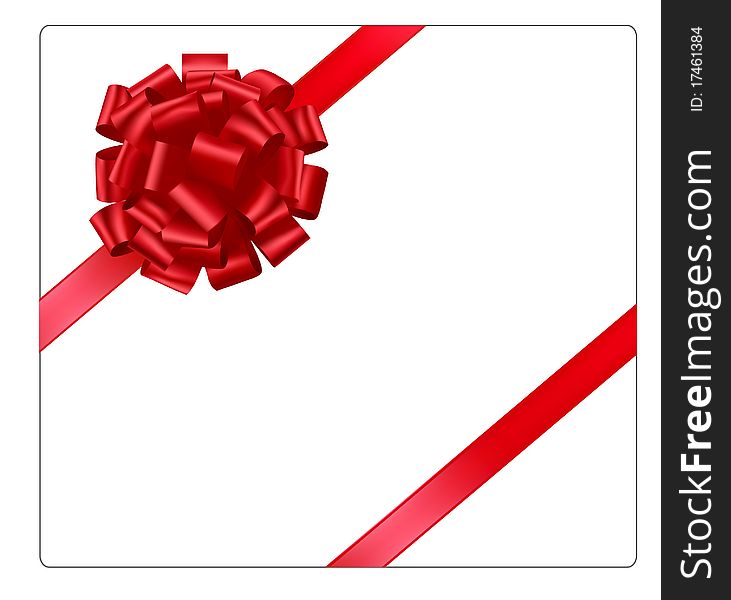 Red beautiful bow. Vector illustration.