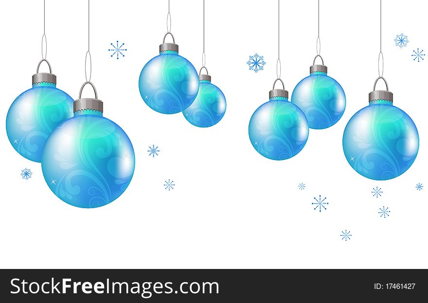 Christmas Background With Blue Balls