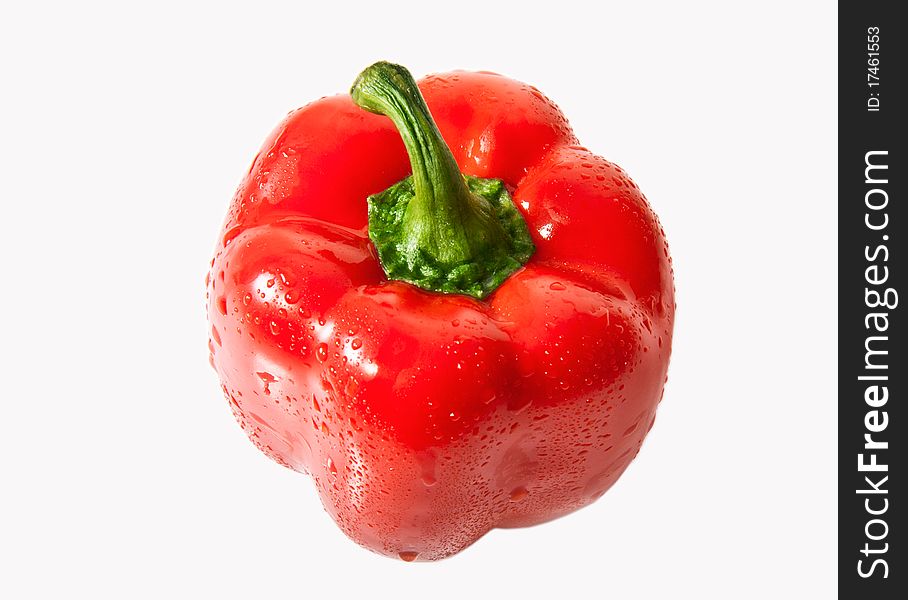 Fresh Red Bell Pepper Isolated On White Background