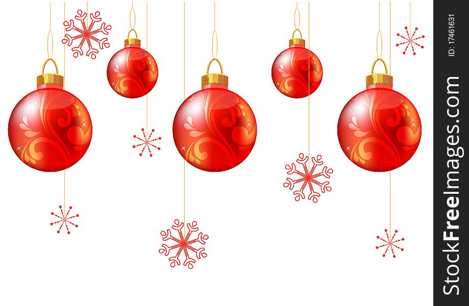 Red glass christmas ball hang on white background. Red glass christmas ball hang on white background