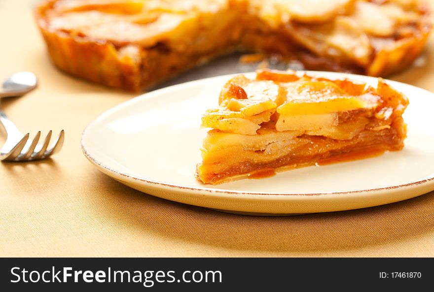 Fresh caramel apple tart slice