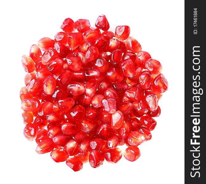 Fruit garnet isolated over white background, macro shot