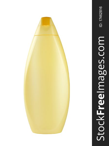 Yellow plastic bottle isolated on white