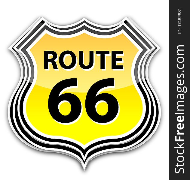 Route 66 sign isolated on white