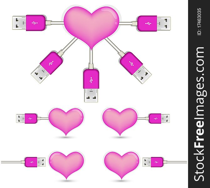 Pink heart with usb plug