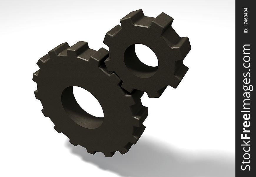 3D Render Of 2 Cogwheels.