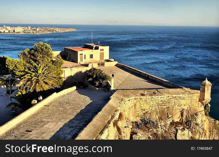 View from patio Santa Barbara Castle in Alicante, Spain. View from patio Santa Barbara Castle in Alicante, Spain