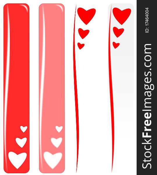 Vertical Valentine banner with hearts in vector format