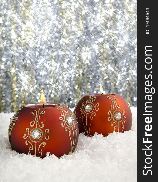 Christmas candles  with sparkling background