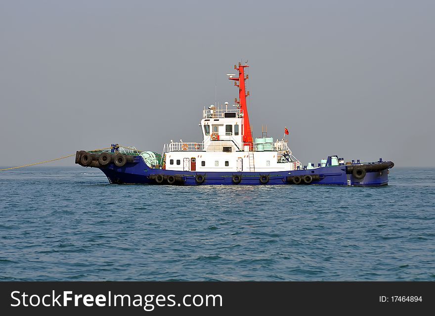 A tugboat at work，which taken in china