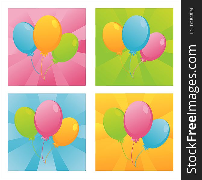 Set of 4 birthday balloons backgrounds