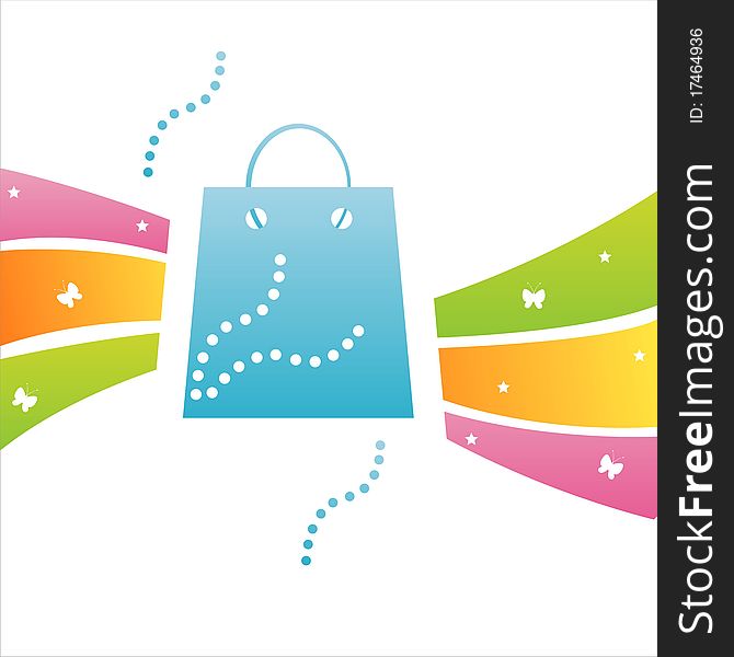 Colorful shopping background with bag