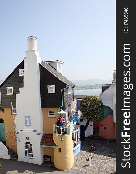Dolphin cottage in the mock Italianate village of Portmeirion, North Wales. Dolphin cottage in the mock Italianate village of Portmeirion, North Wales