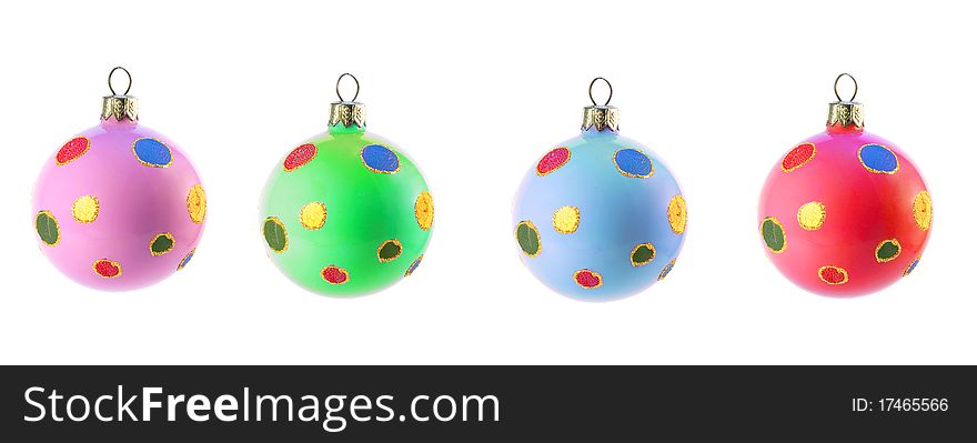 Christmas balls isolated over white green, blue, red