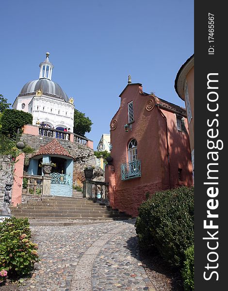 The Pantheon in the mock Italianate village of Portmeirion, North Wales