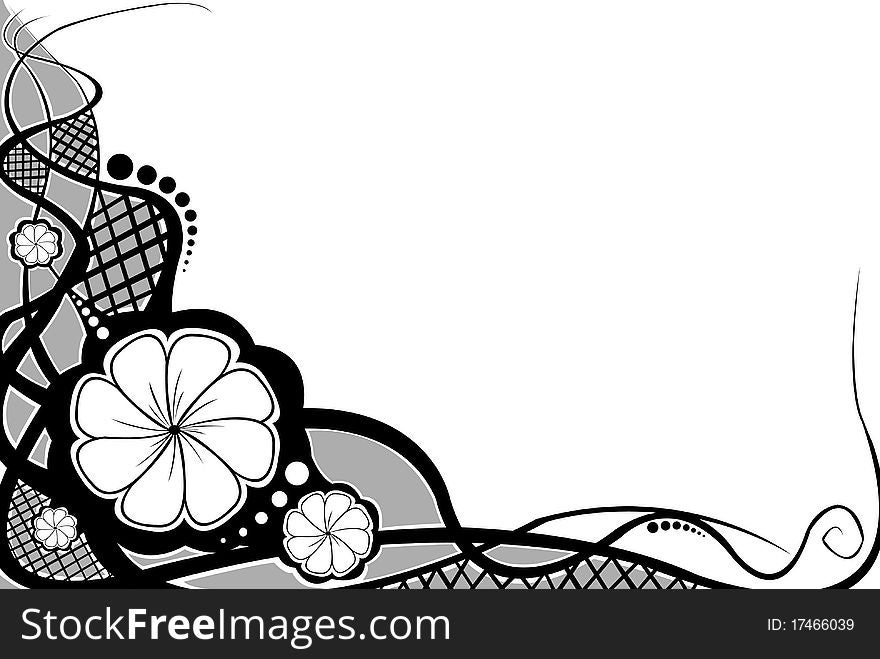 Floral corner illustration isolated on white