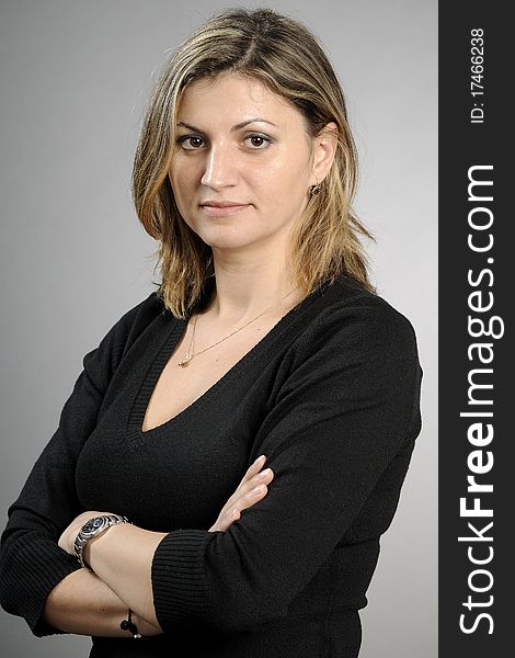 White business woman posing in studio. White business woman posing in studio