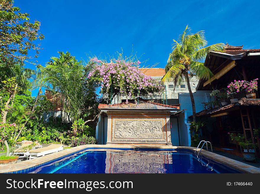 Pool in hotel - vacation background