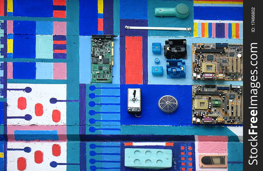 Electronics on a wall as an eye-catching