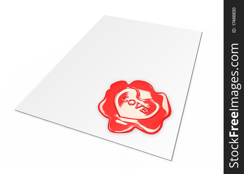 3d letterhead with a romantic red stamp