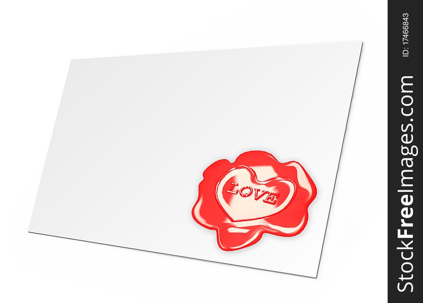 3d letterhead with a romantic red stamp