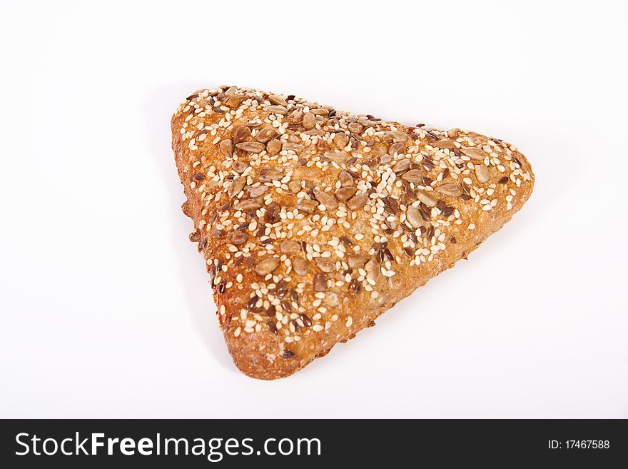 Baked triangle bread isolated on white background