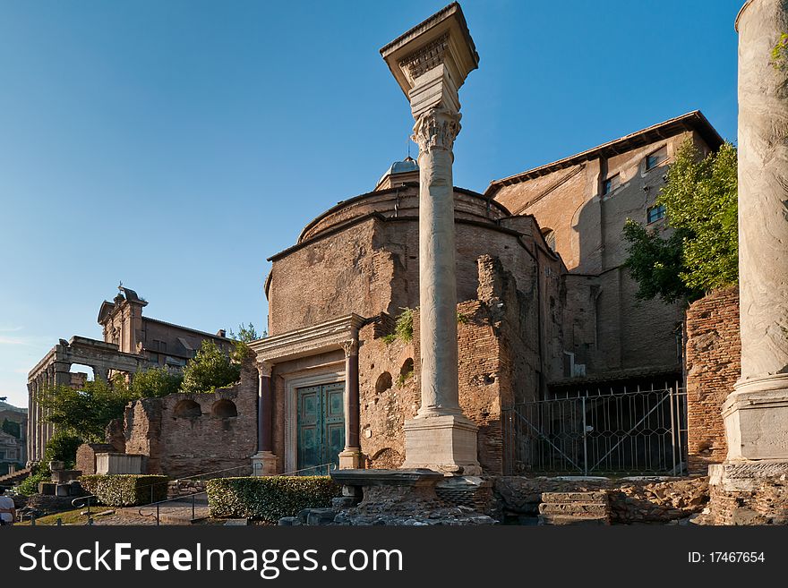 Ruins of the Basilica Aemilia at Roman Forum, Rome, Italy