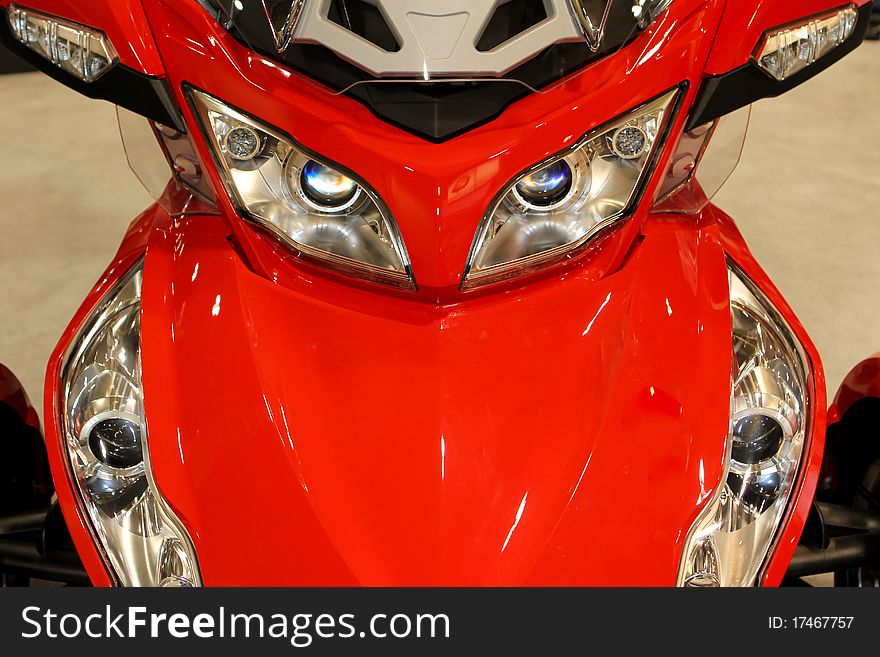 Windscreen and headlights of a custom motorcycle. Windscreen and headlights of a custom motorcycle