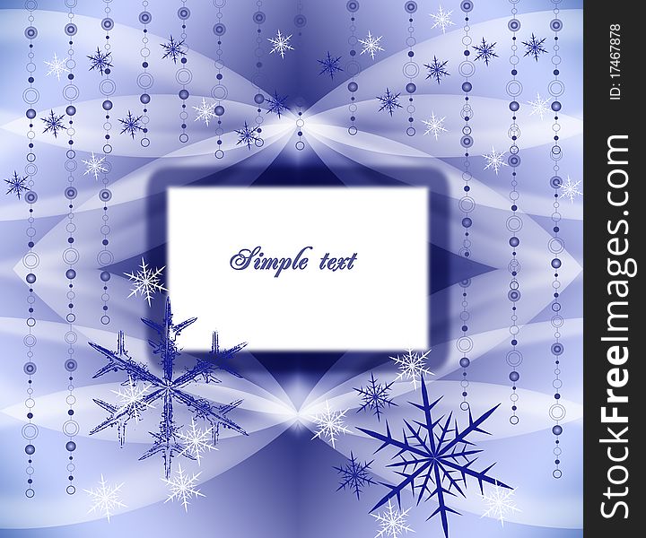 Holiday card with motive blue snow background