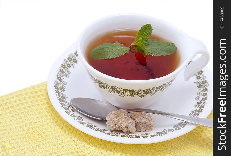 Black Tea with mint and brown sugar