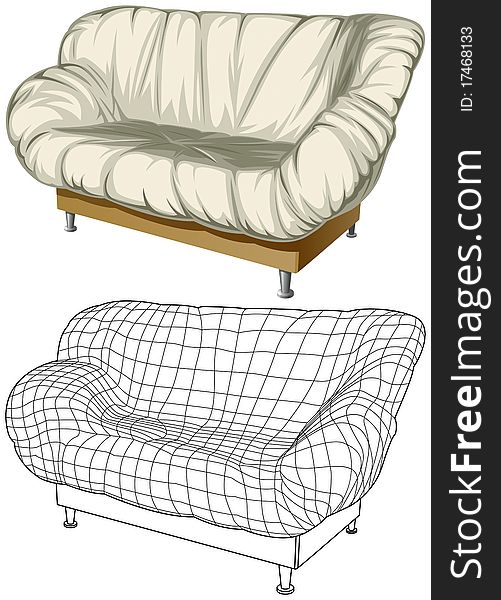 Sofa. 3D construction. Vector Illustration