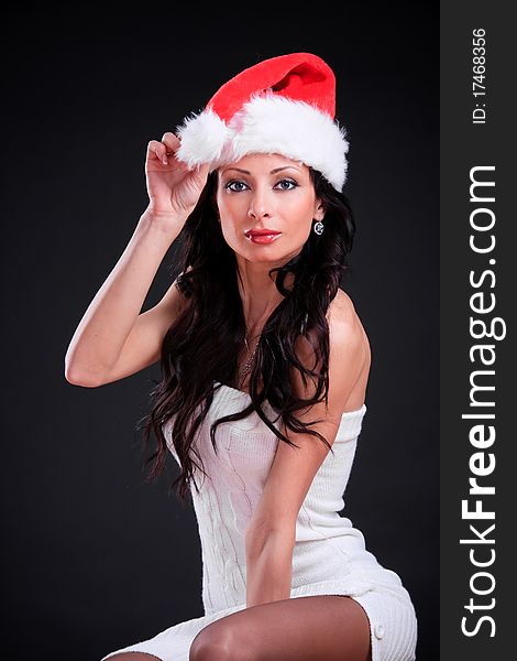 Christmas girl in the Santa Claus hat
