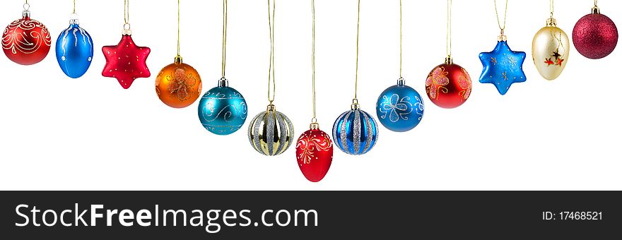 Set of Christmas balls isolated on white background