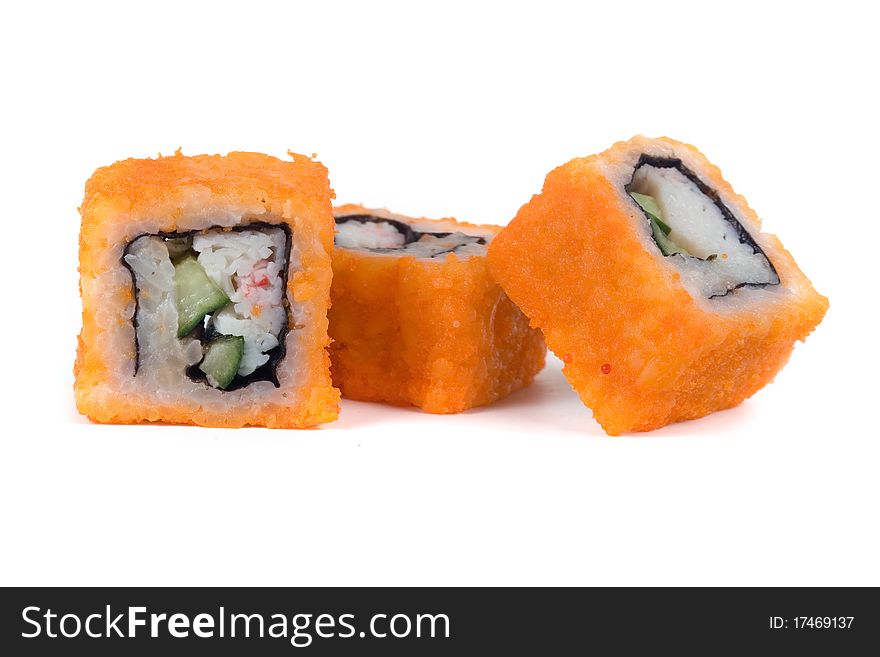Traditional japanese rolls isolated on a white background