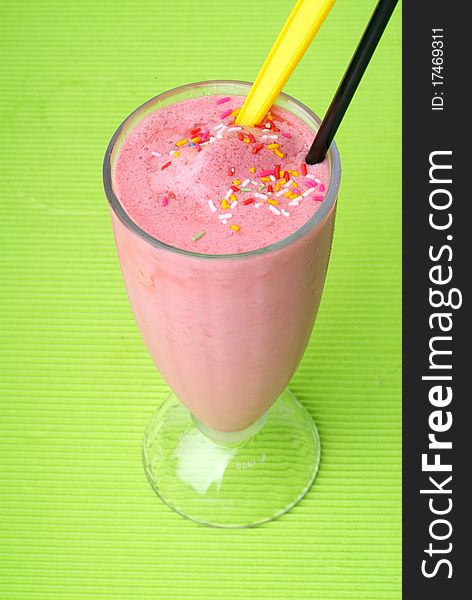 Strawberry milk shake with strawberry