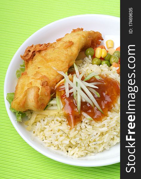 Chinese fried rice with fried meat