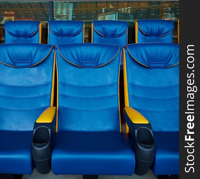 The blue empty chair on sport stadium. The blue empty chair on sport stadium