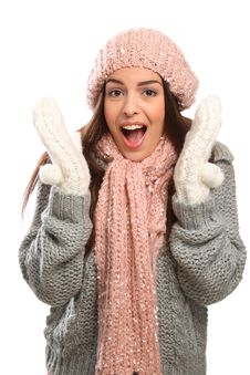 Suprised Happy Laugh Young Woman In Cold Weather Royalty Free Stock Photo Suprised Happy Laugh Young Woman In Cold Weather Royalty Free Stock Photo