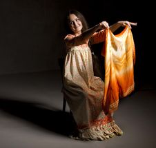 Portrait Of Brunette Girl With A Shawl Royalty Free Stock Photo Portrait Of Brunette Girl With A Shawl Royalty Free Stock Photo