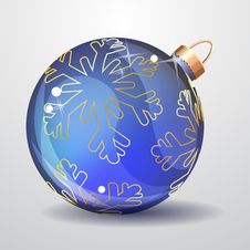 Blue Glass Christmas Ball Isolated On White Royalty Free Stock Photos