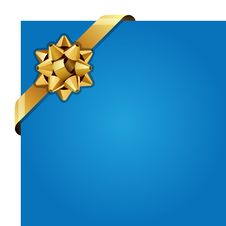 Greeting Blue Corner Card With Gold Bow Royalty Free Stock Photo Greeting Blue Corner Card With Gold Bow Royalty Free Stock Photo
