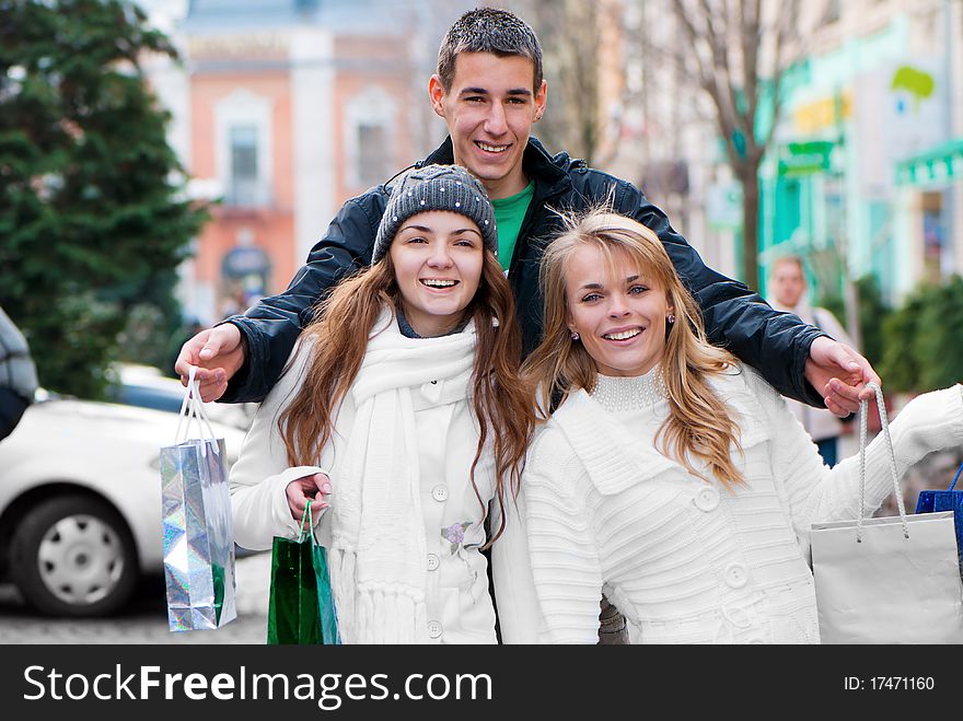 Happy Friends In The Street