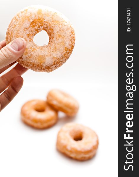 Group of doughnuts on a white background