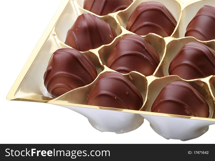 Chocolates candy in the package of a white background