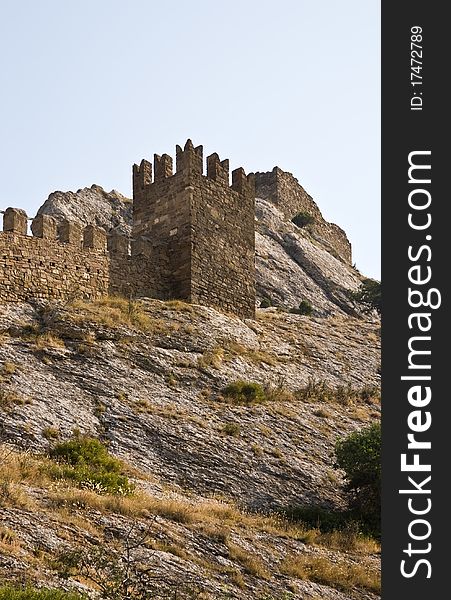 Ruined tower in fortress of Sudak, Crimean peninsula. Ruined tower in fortress of Sudak, Crimean peninsula.